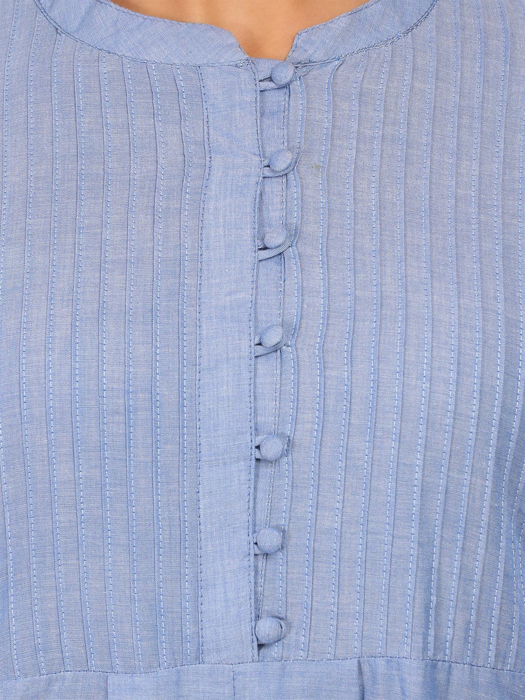 Blue Cotton Straight Kurta image number 3