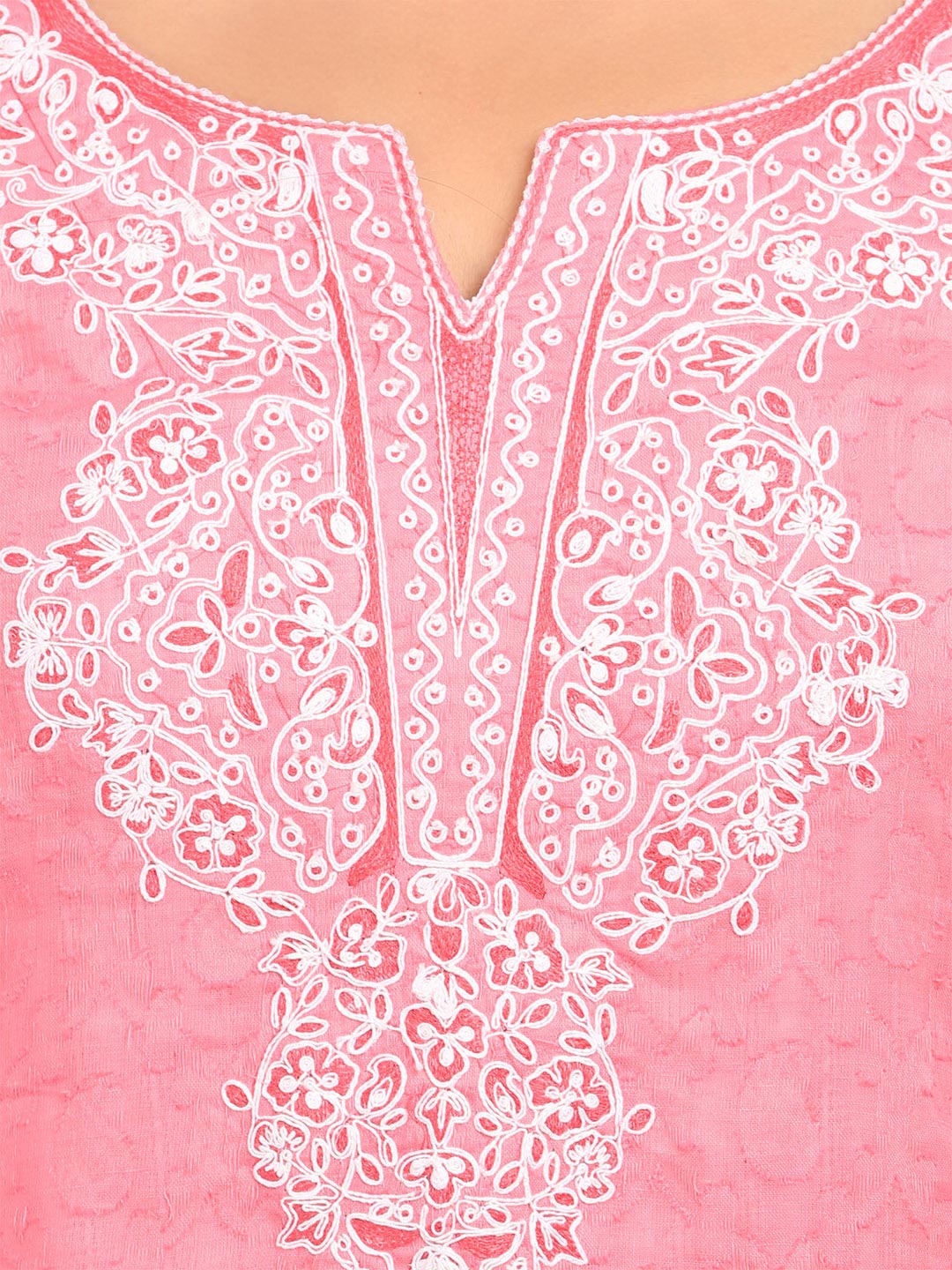 Pink Asymmetric Cotton Kurta image number 4