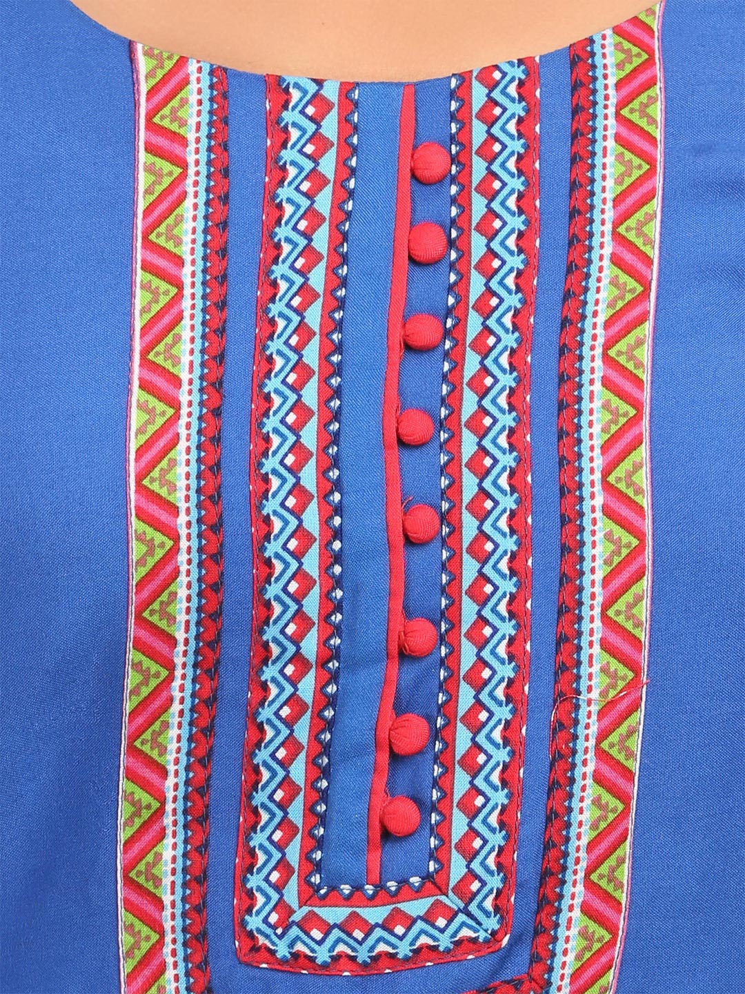 Blue Straight Cotton Kurta image number 4