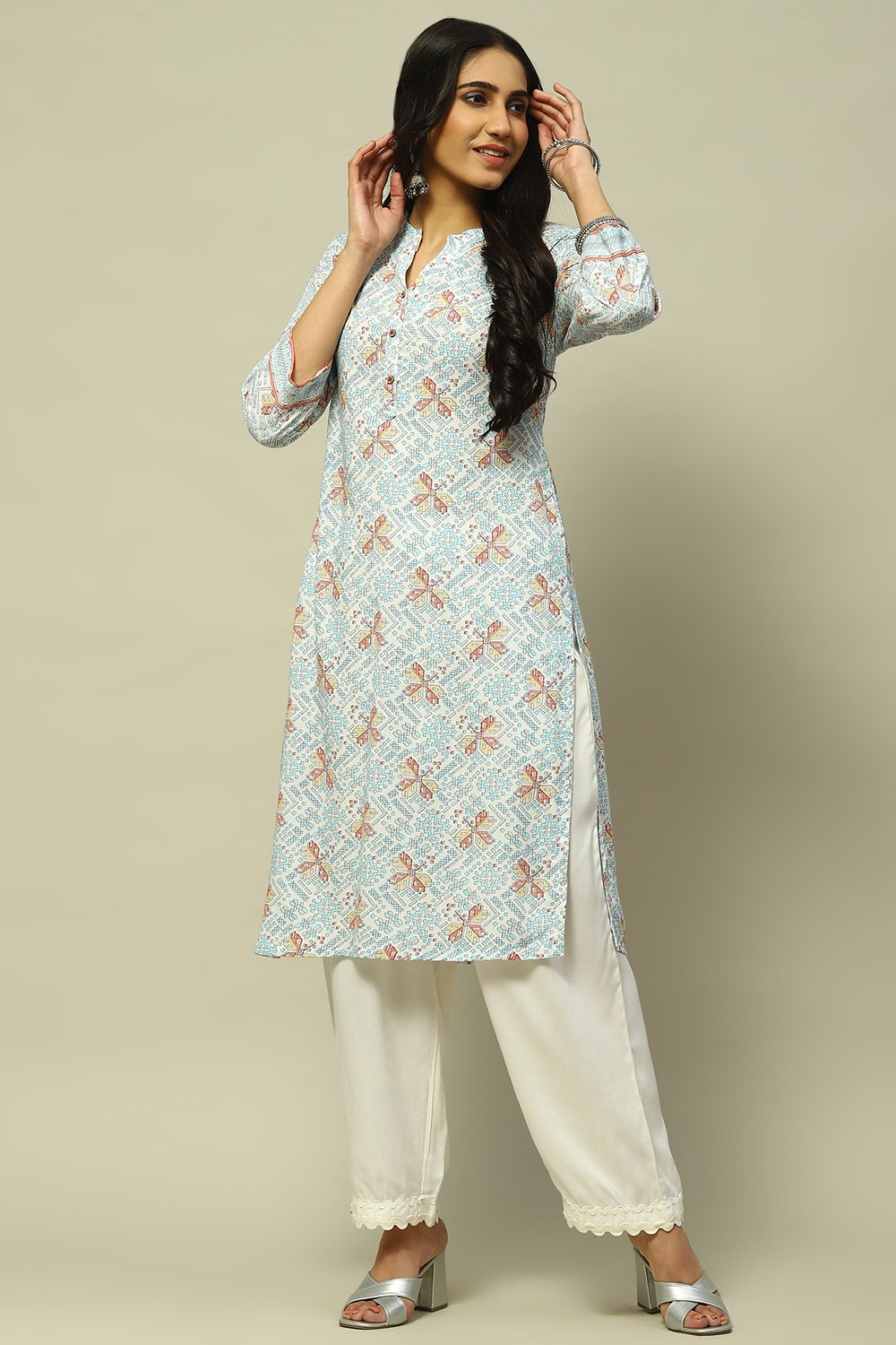 White Rayon Staight Kurta image number 0