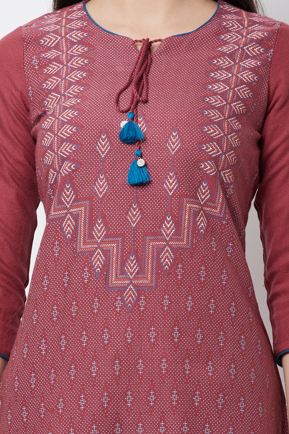 Teal Blue Poly Cotton Straight Kurta image number 1