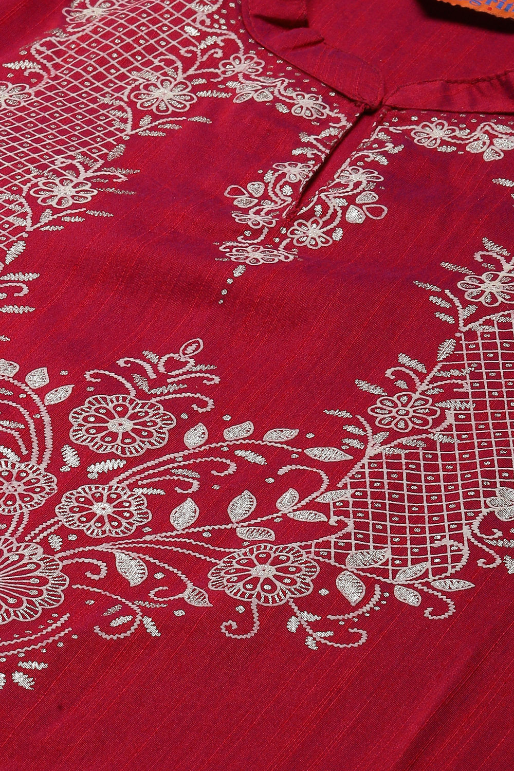 Magenta Art Silk Straight Kurta image number 1