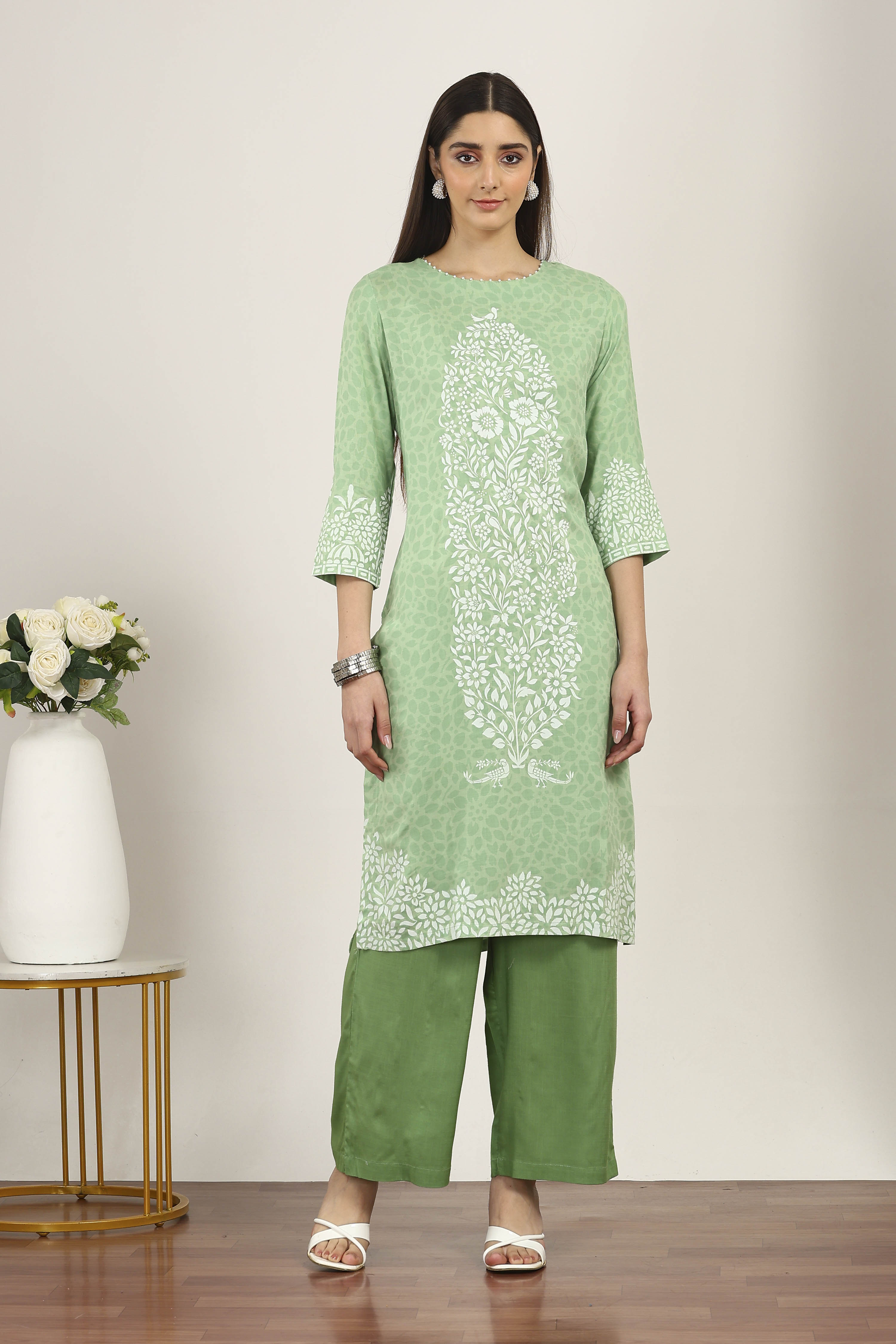 Blue Rayon Viscose Rayon Kurta Pants Set image number 6