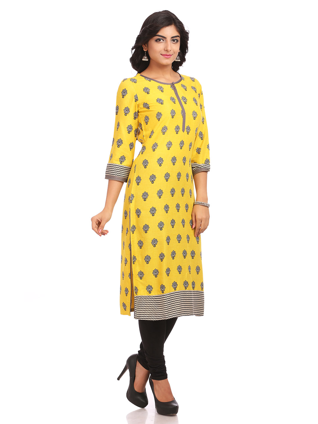 Lime Straight Cotton Kurta image number 0