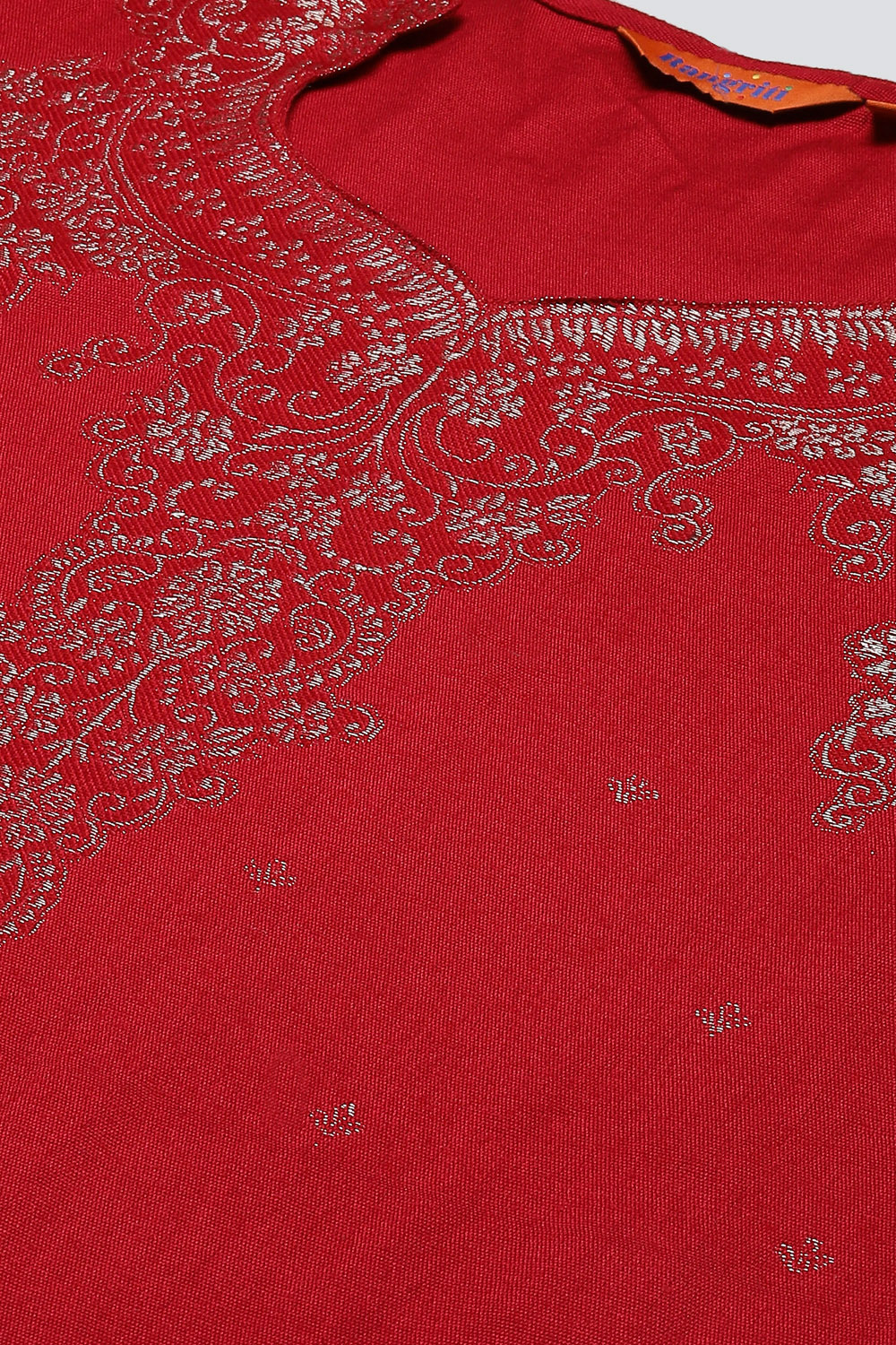 Red Art Silk Straight Suit Set image number 1