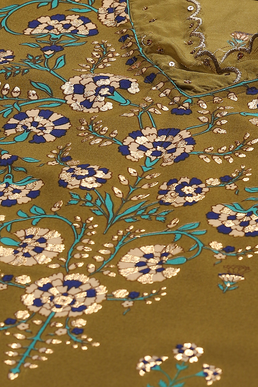 Pink Art Silk Floral Kurta image number 1