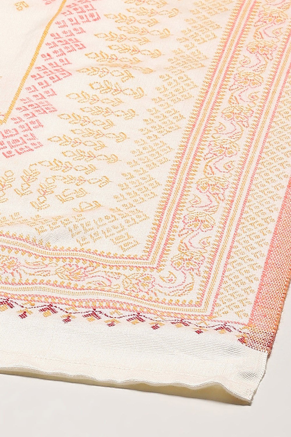 Off White Cotton Blend Straight Yarndyed Kurta Palazzo Suit Set image number 3