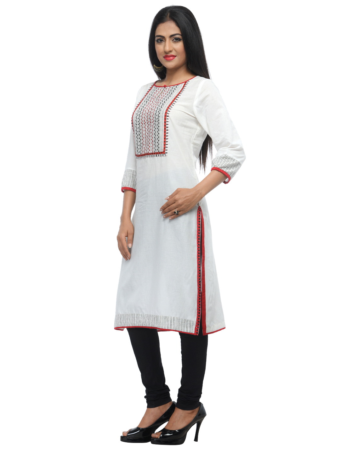 White Cotton Straight Kurta image number 1