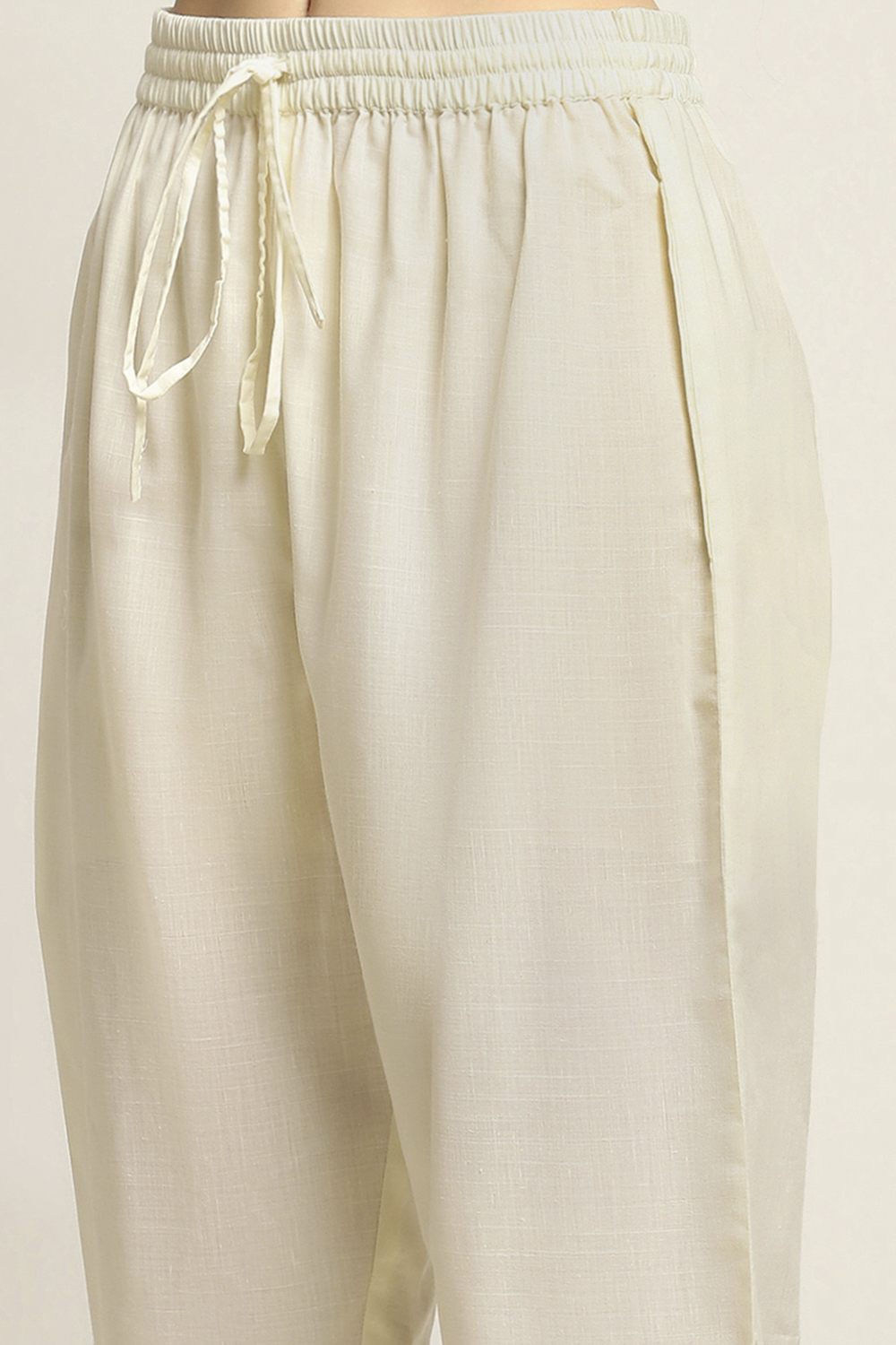 Off White Cotton Blend Straight SET image number 2