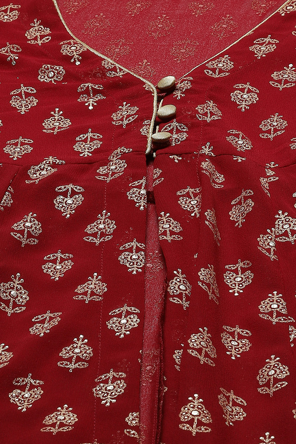 Red Art Silk Maxi Dress image number 1