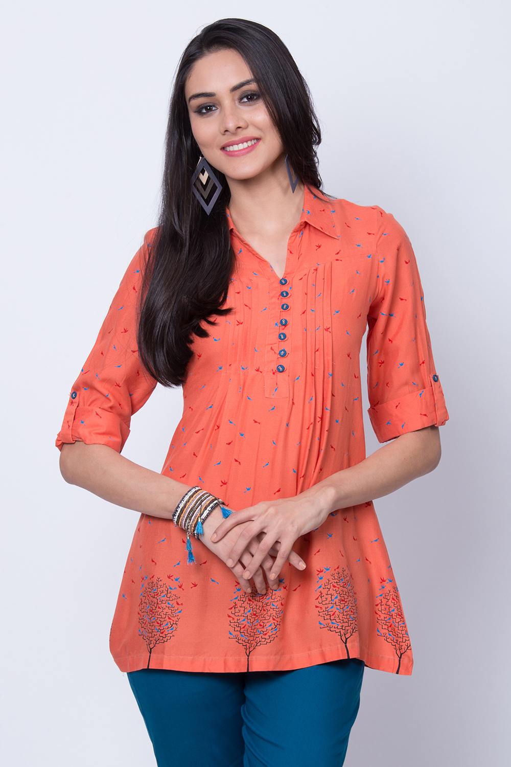 Coral Viscose Rayon Top image number 0