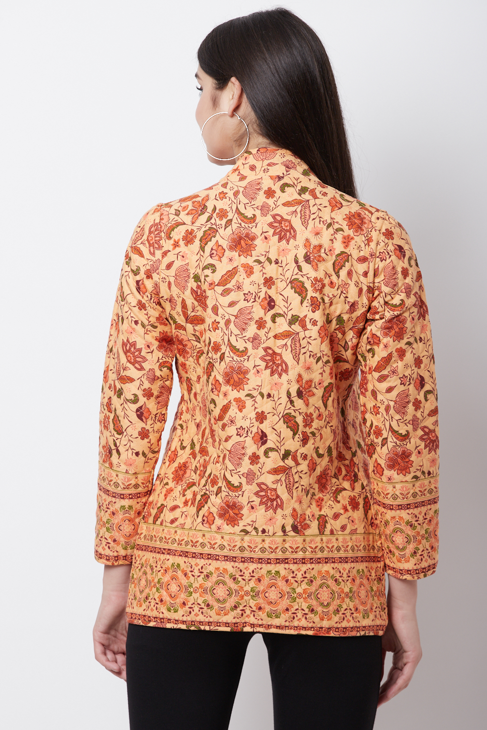 Peach Cotton And Flex Straight Jacket image number 5