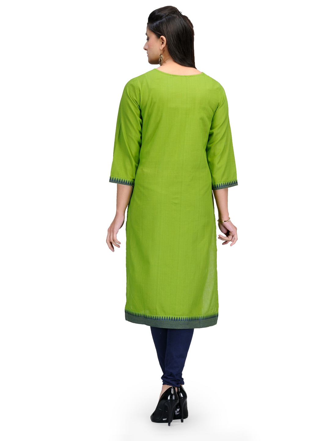 Green Cotton Straight Kurta image number 3