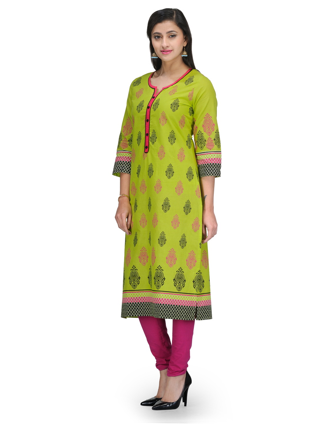 Green Cotton Straight Kurta image number 2