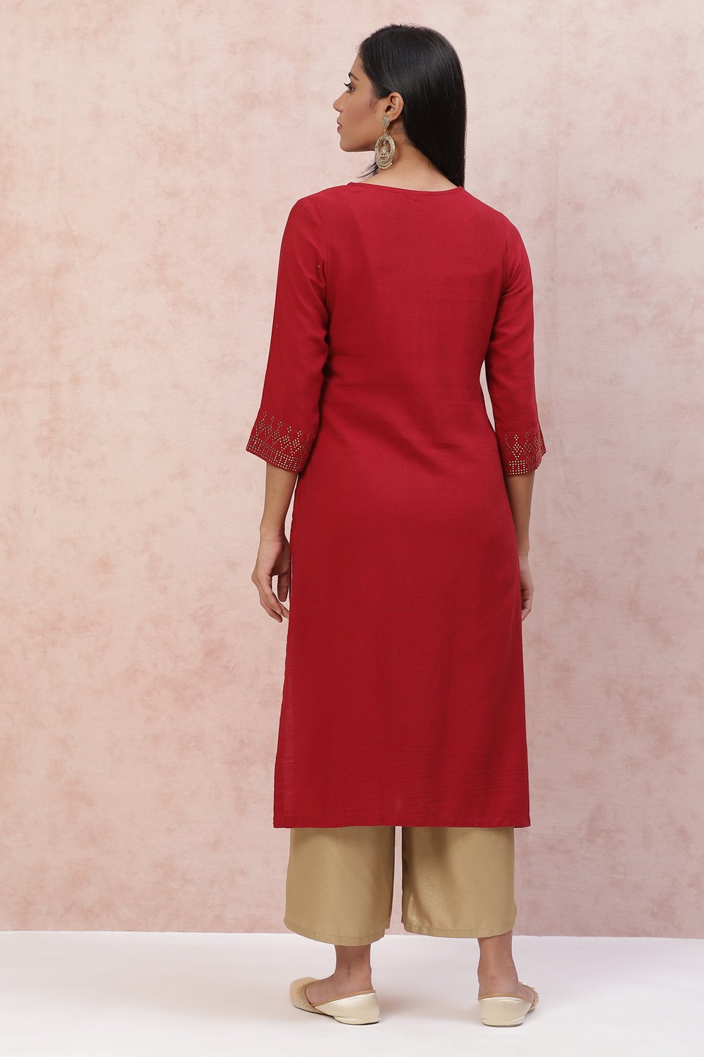 Grey LIVA Straight Kurta image number 5