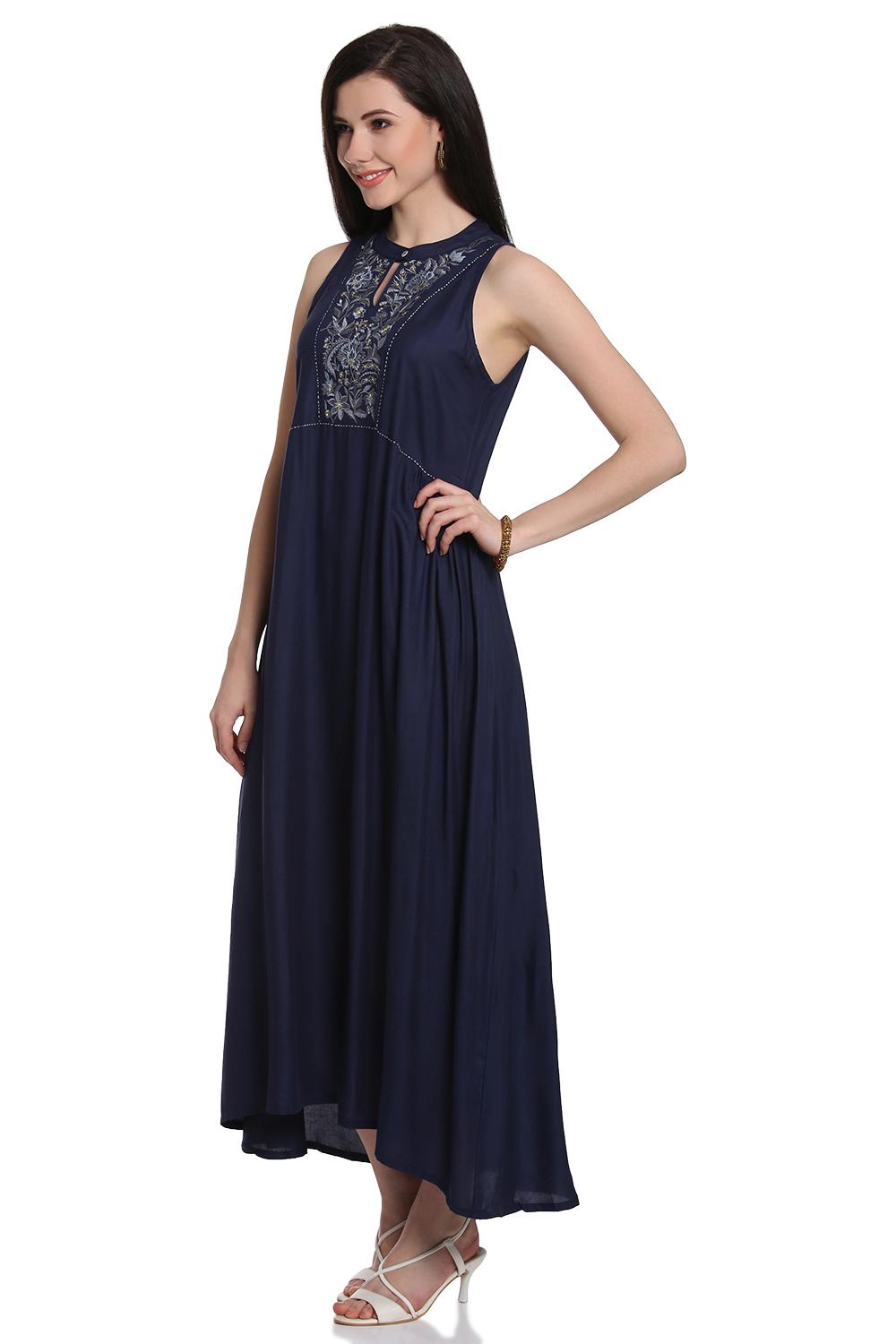 Indigo Rayon A-Line Kurta image number 2