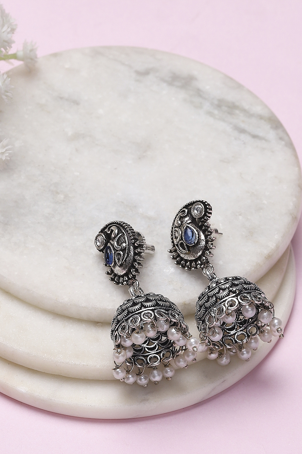 Navy Brass Jhumka image number 0