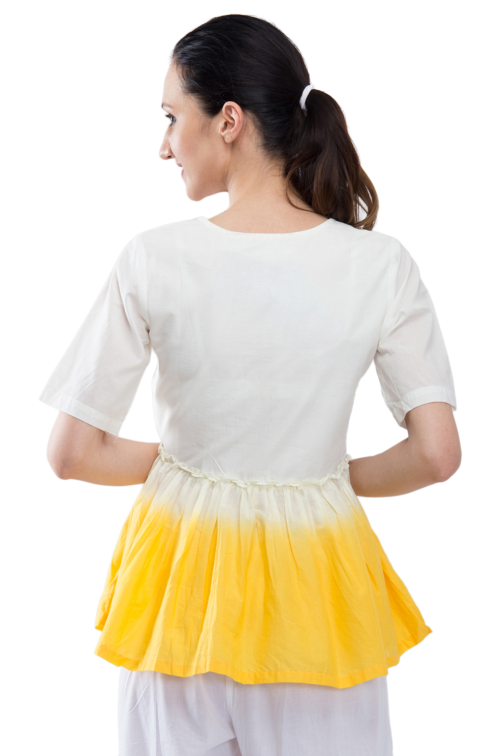 White Flared Cotton Indie Top image number 5