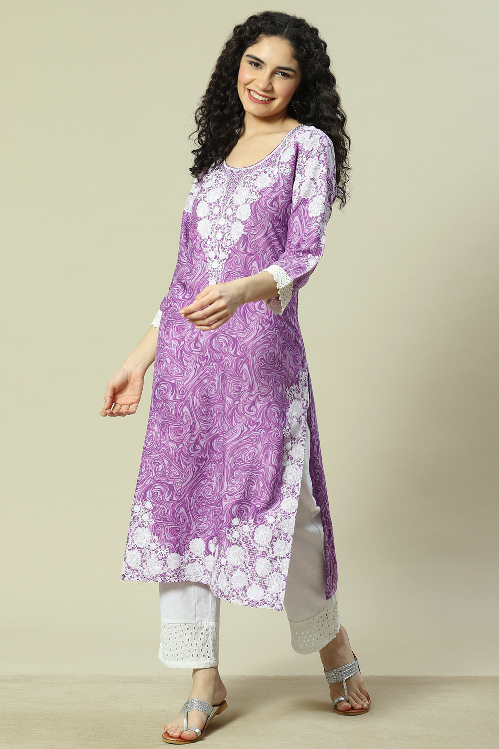 Purple LIVA Straight Kurta image number 0