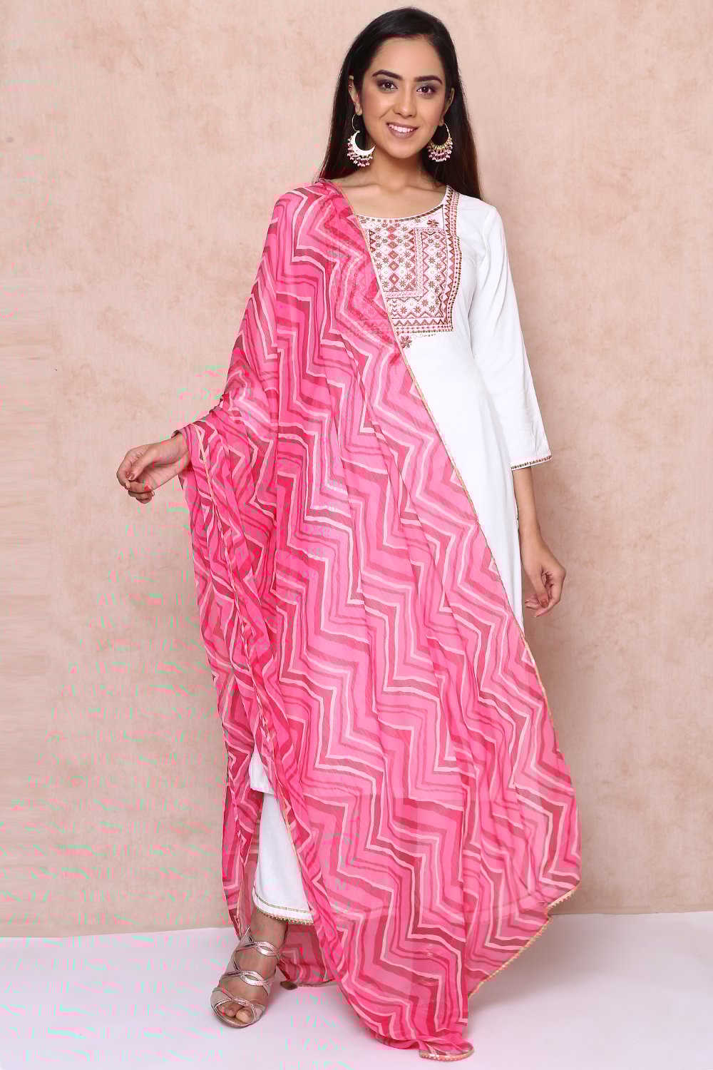 Pink Polyester Chiffon Dupatta image number 0