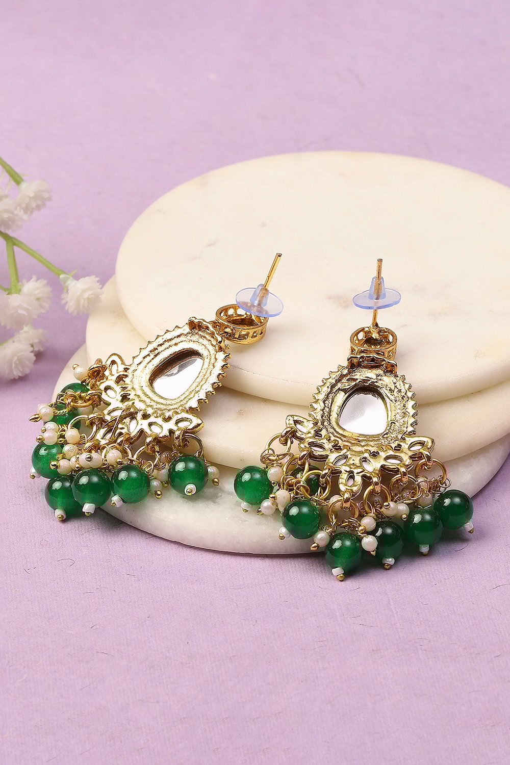 Green Oxidised Alloy Earrings image number 2