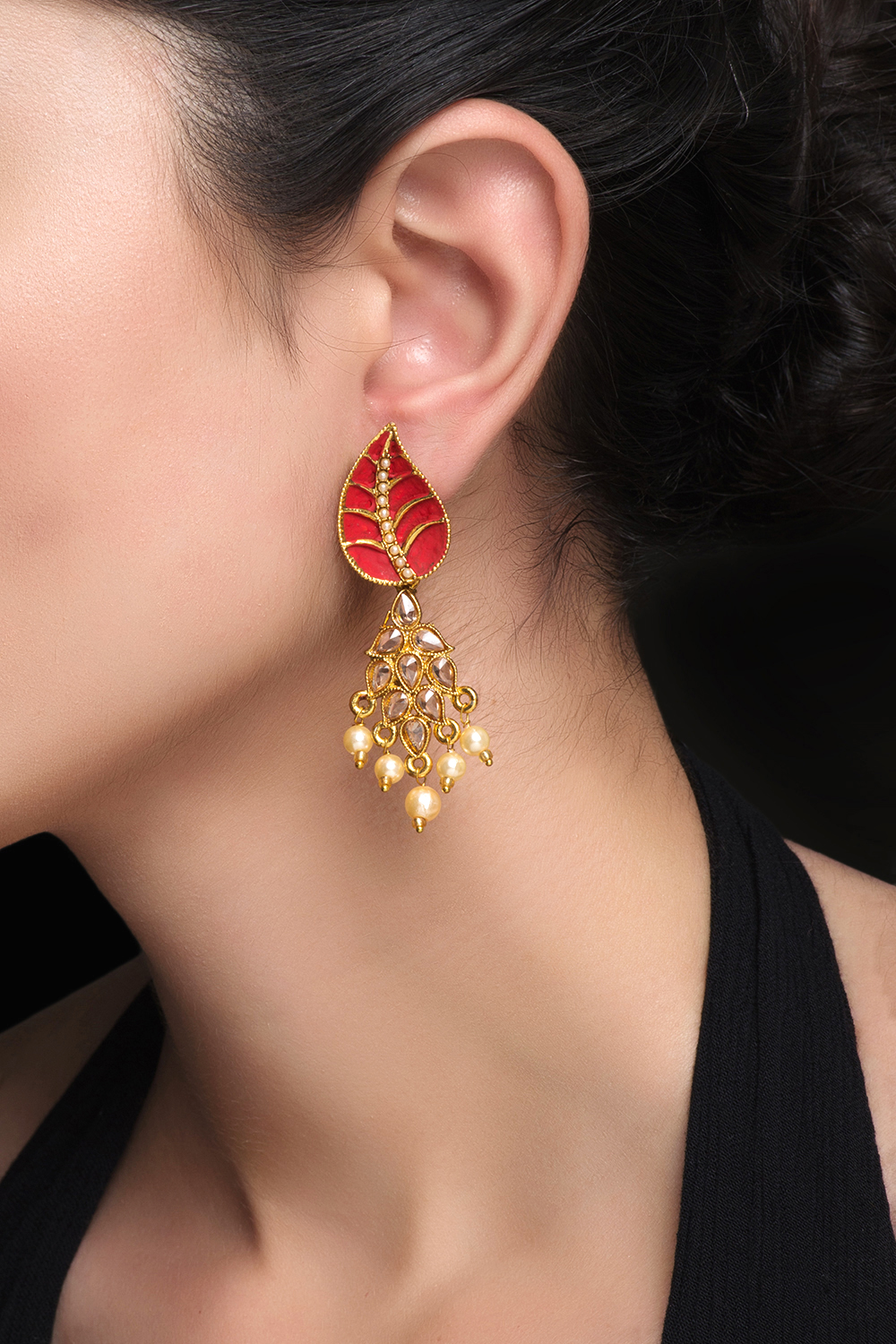 Green Metal Brass Earring image number 0