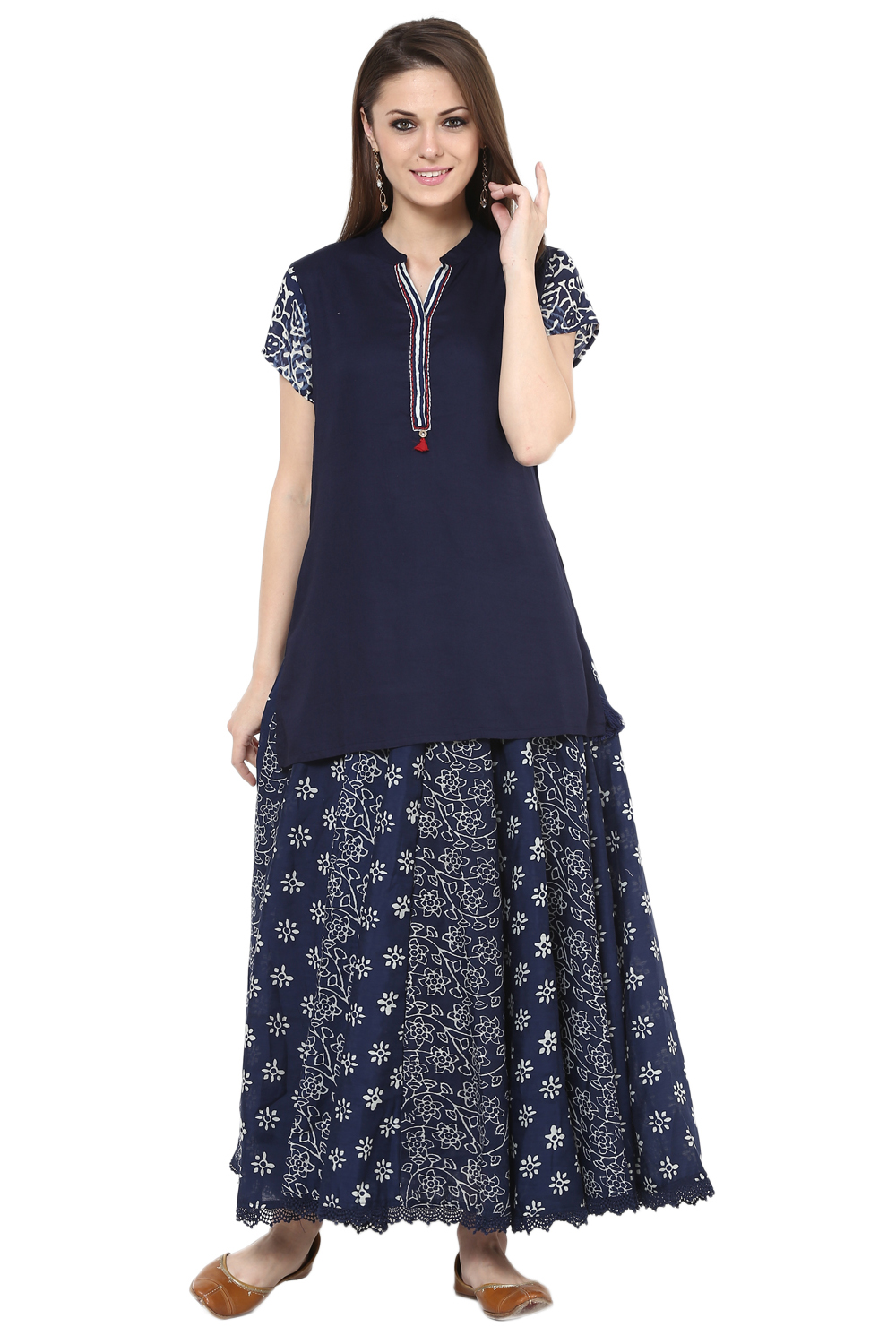 Indigo Straight Viscose Rayon Indie Top image number 0