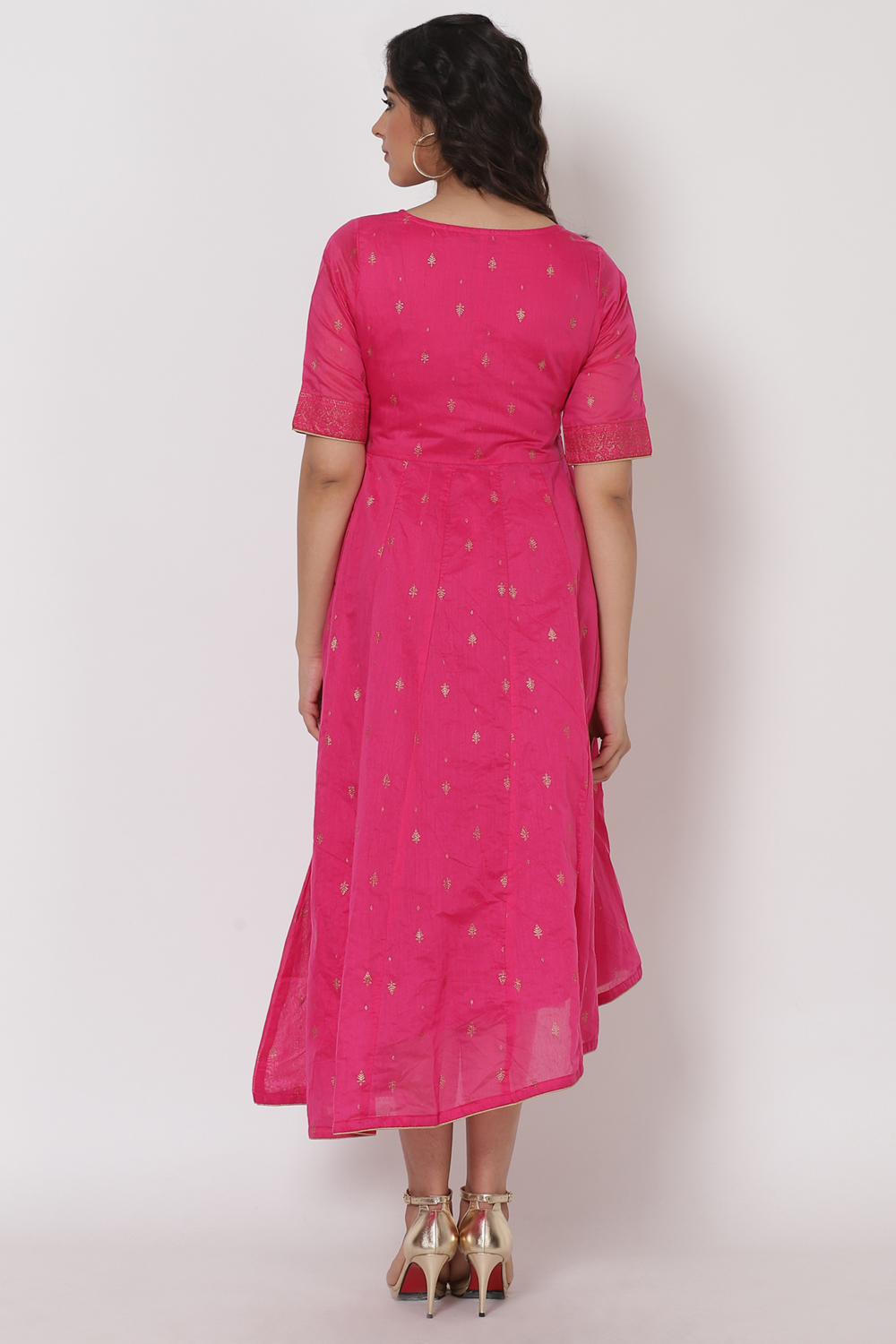 Pink Polyster Poly Chanderi Dress image number 4
