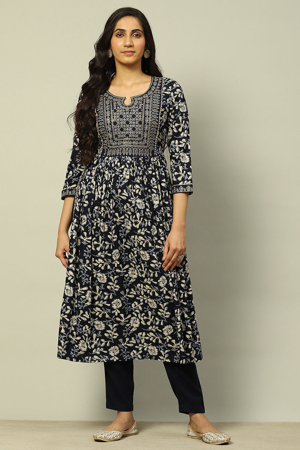Indigo Viscose Rayon Gathered Set image number 6