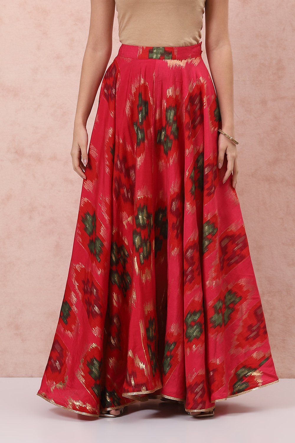 Pink Viscose Long Skirt image number 0