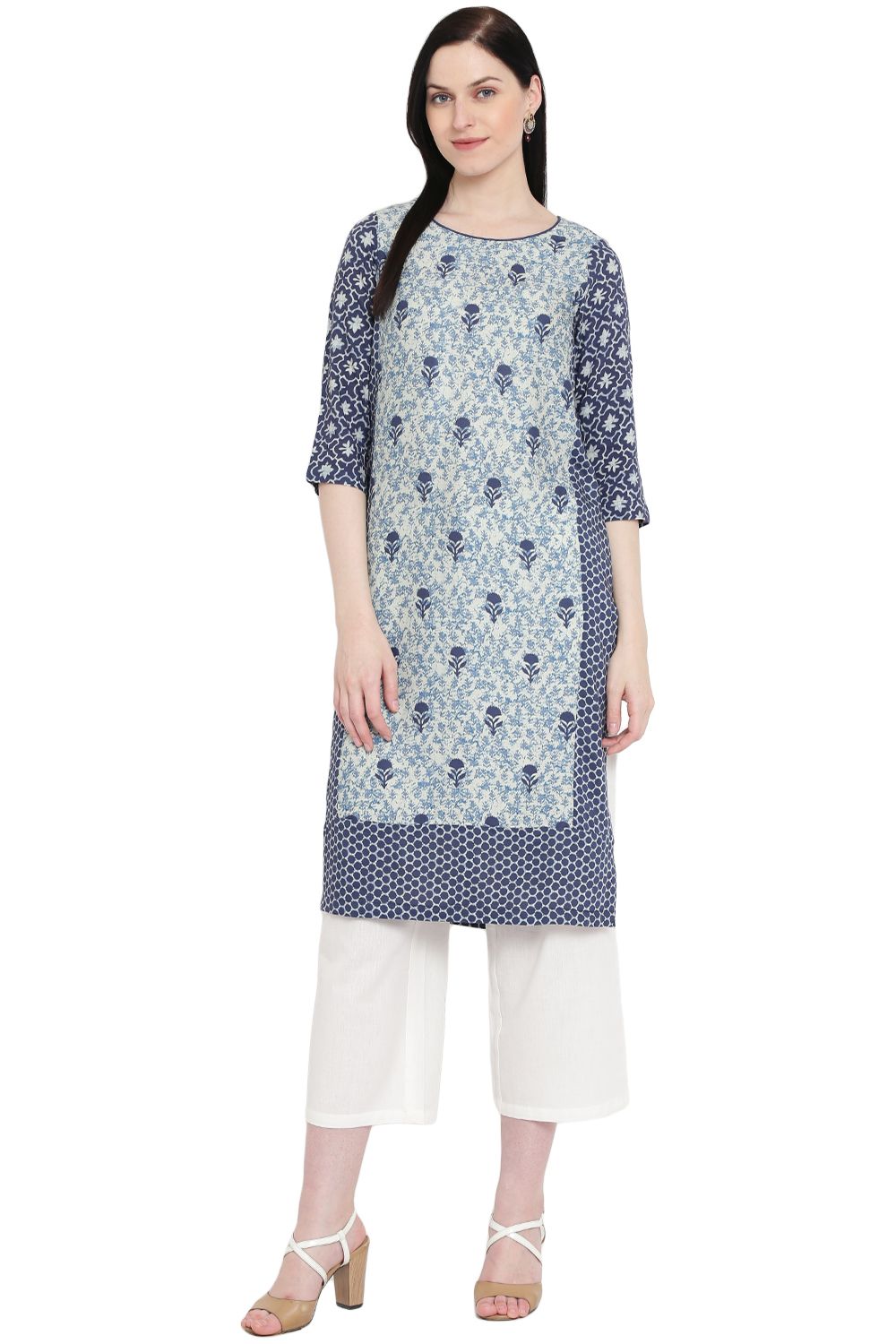 Indigo Rayon Straight Kurta image number 0