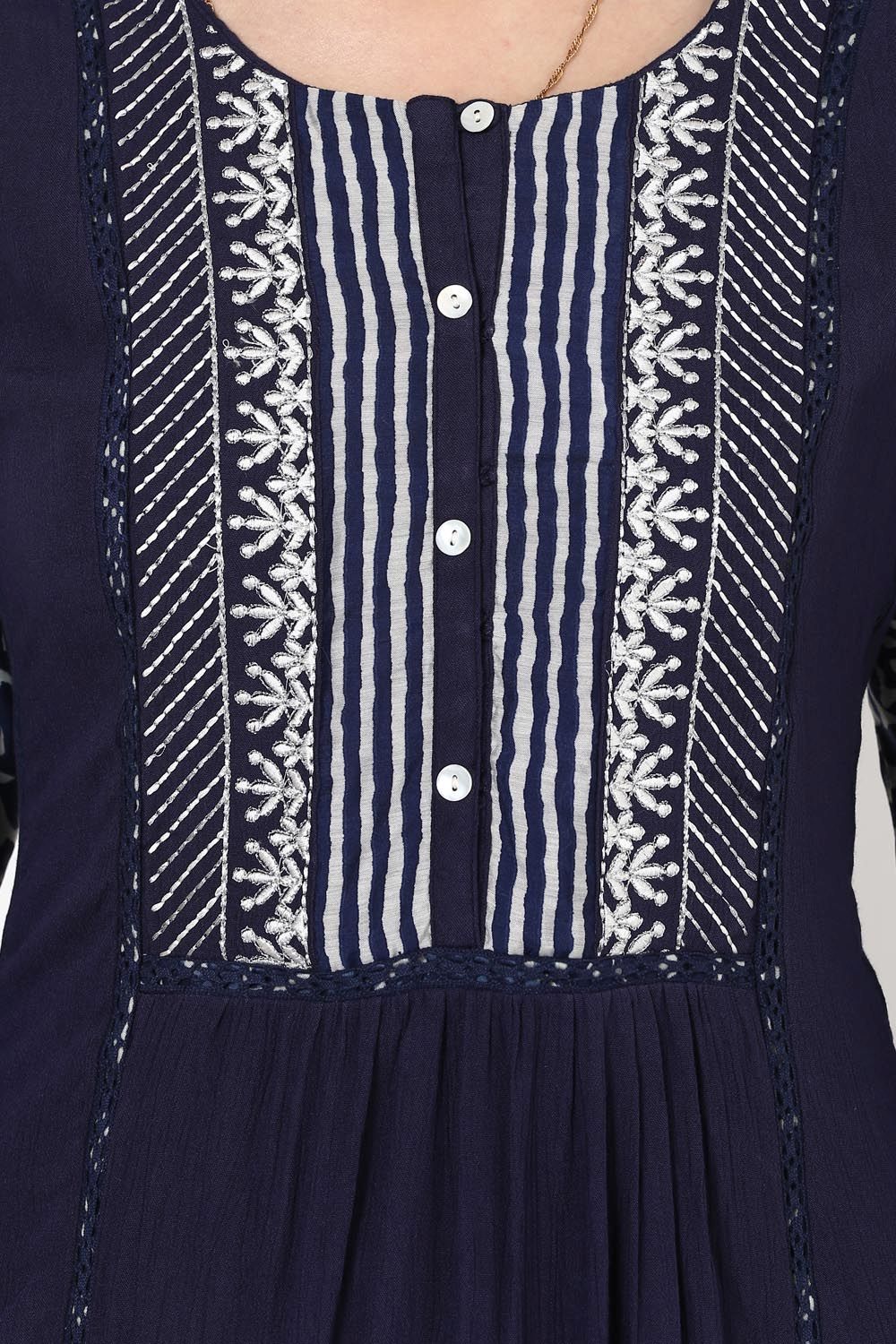 Indigo Kalidar Viscose Rayon Kurta image number 4