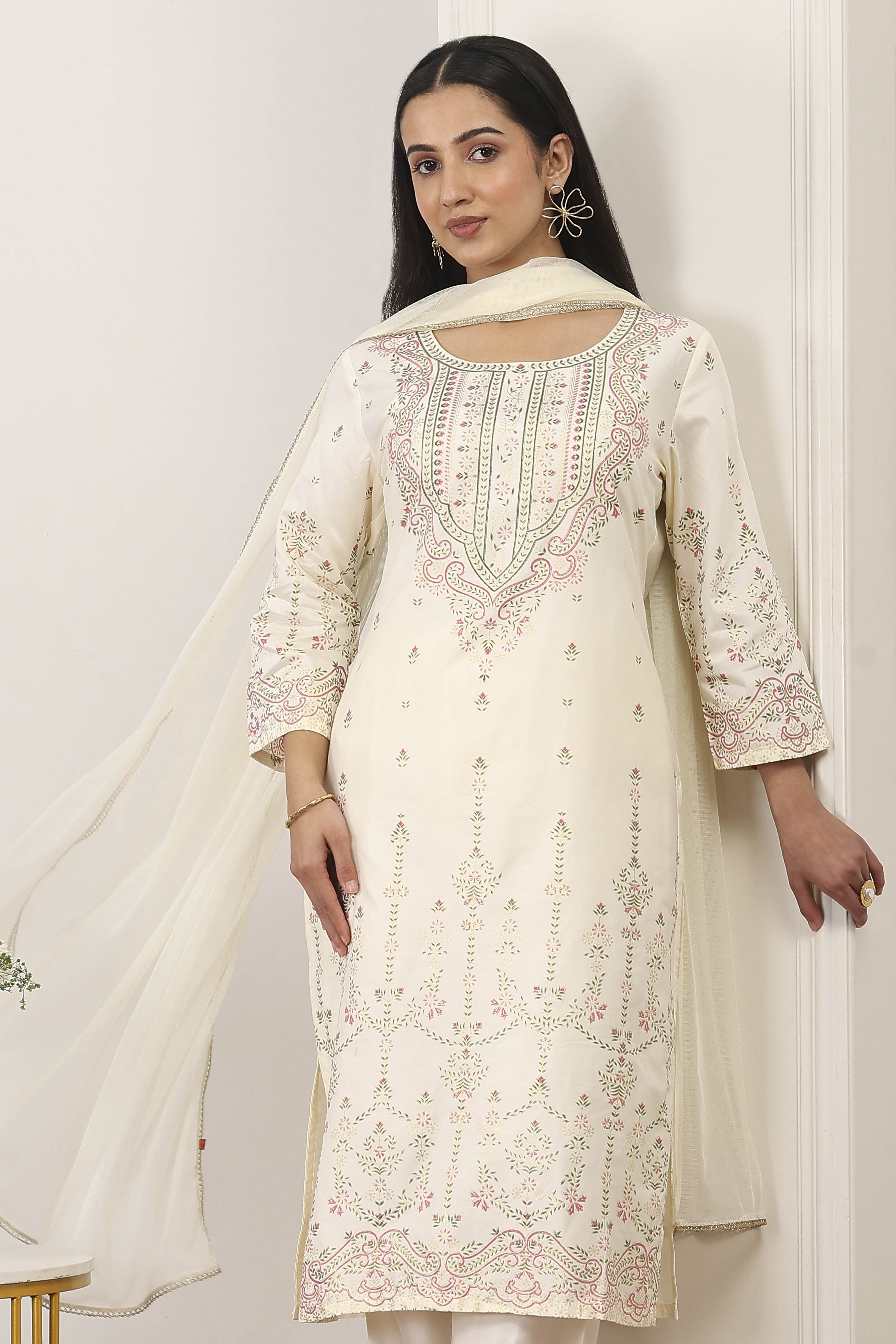 Blue Viscose Polyester Straight Suit Sets image number 7