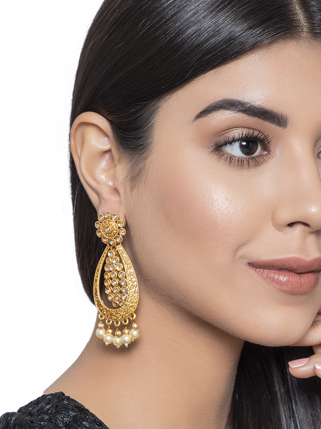 Gold Metal Brass Earring image number 1