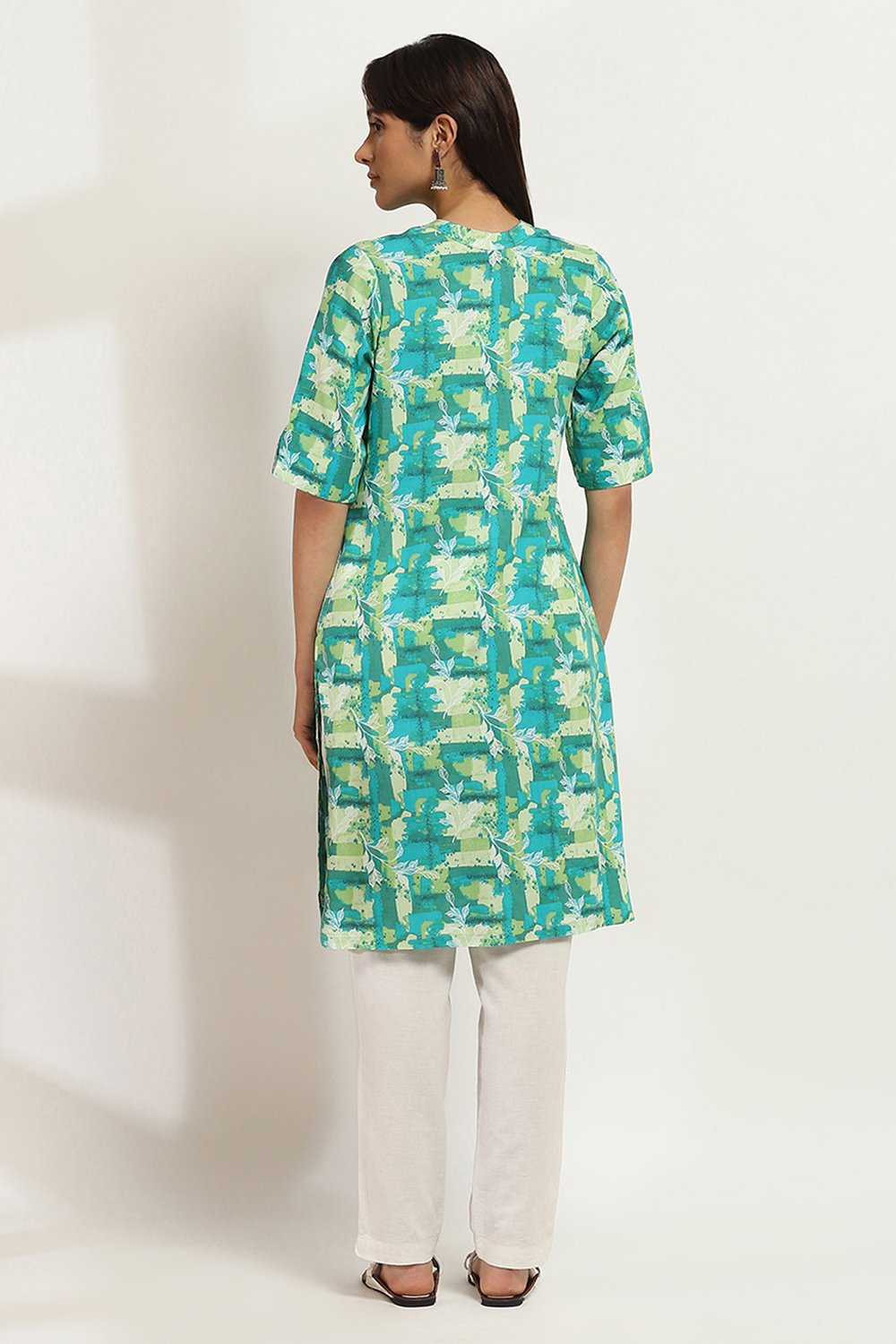 Purple Printed Straight Kurta image number 3