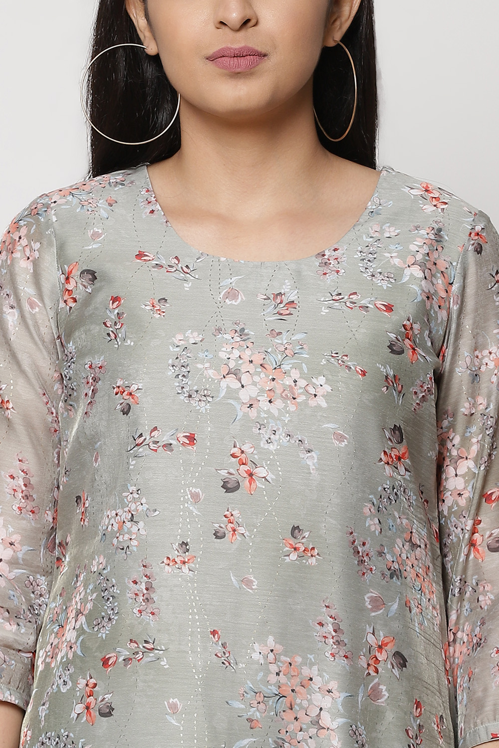 Olive Green Art Silk Straight Kurta image number 1