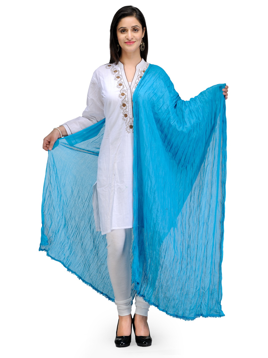 Turquoise Cotton Stole image number 0