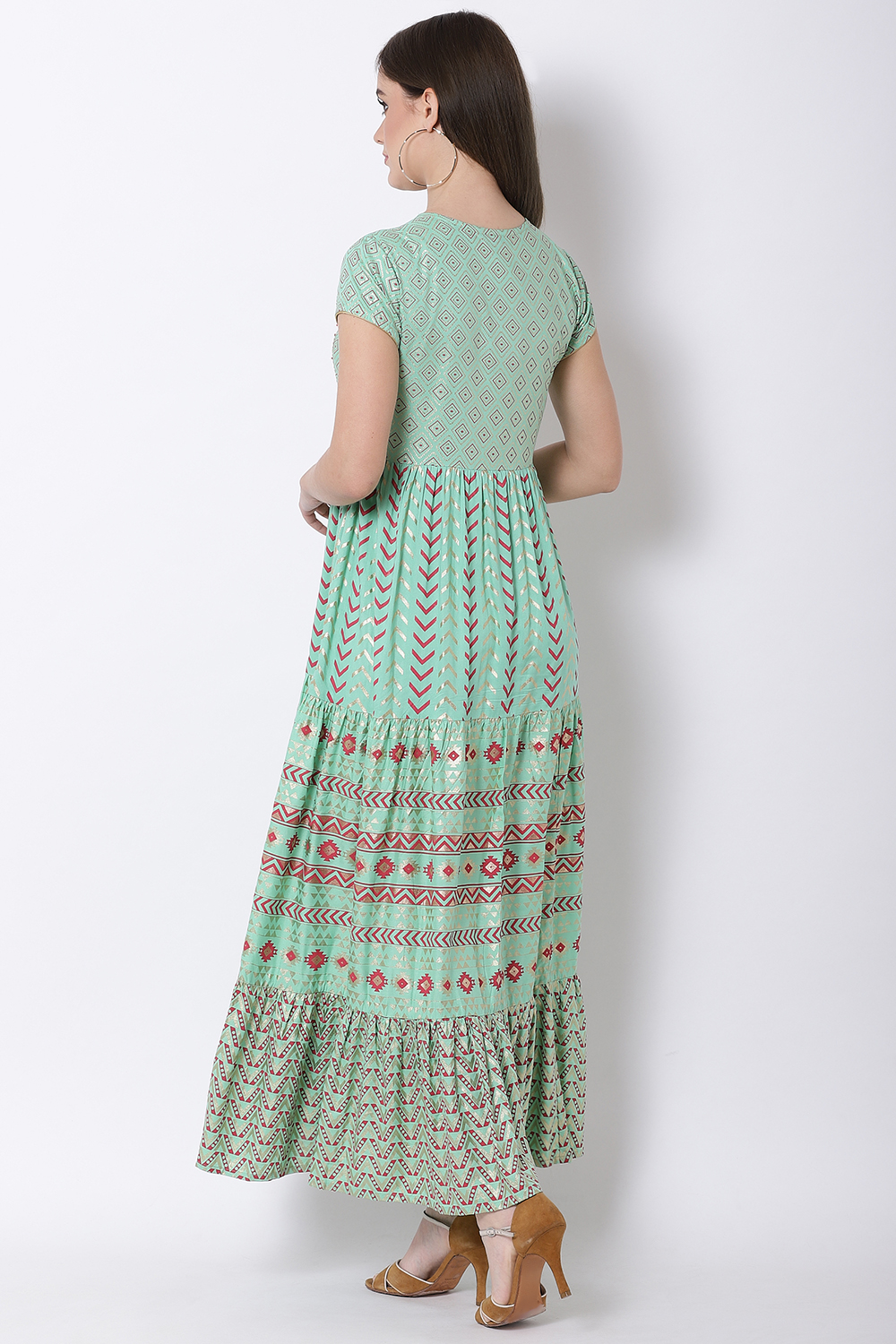 Mint Green Viscose Dress image number 4
