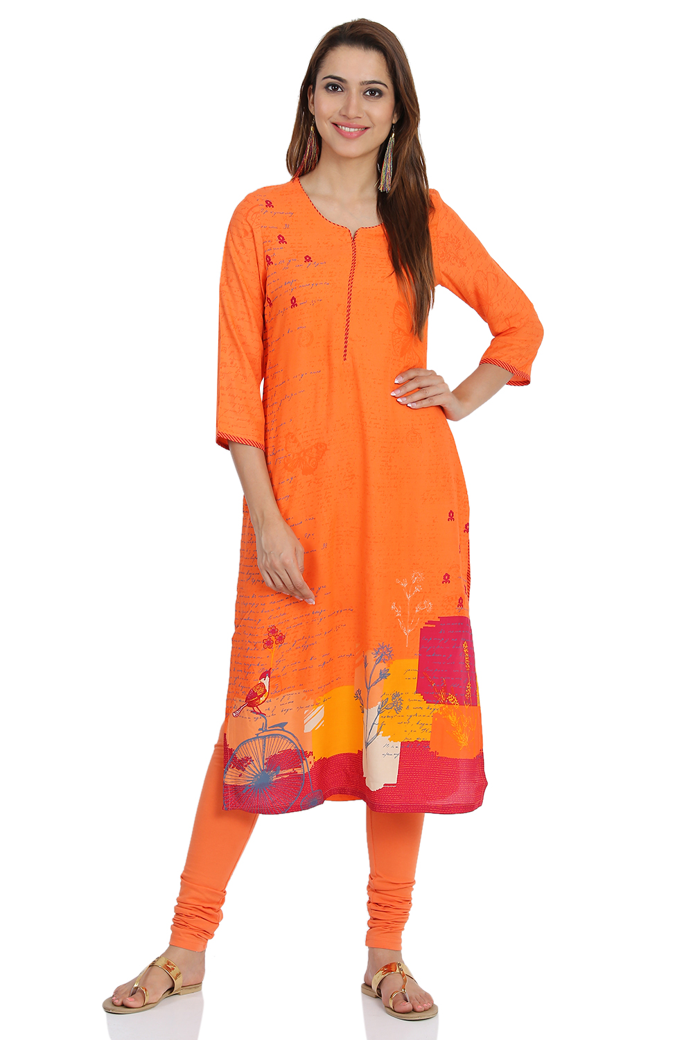 Coral Straight Viscose Kurta image number 0