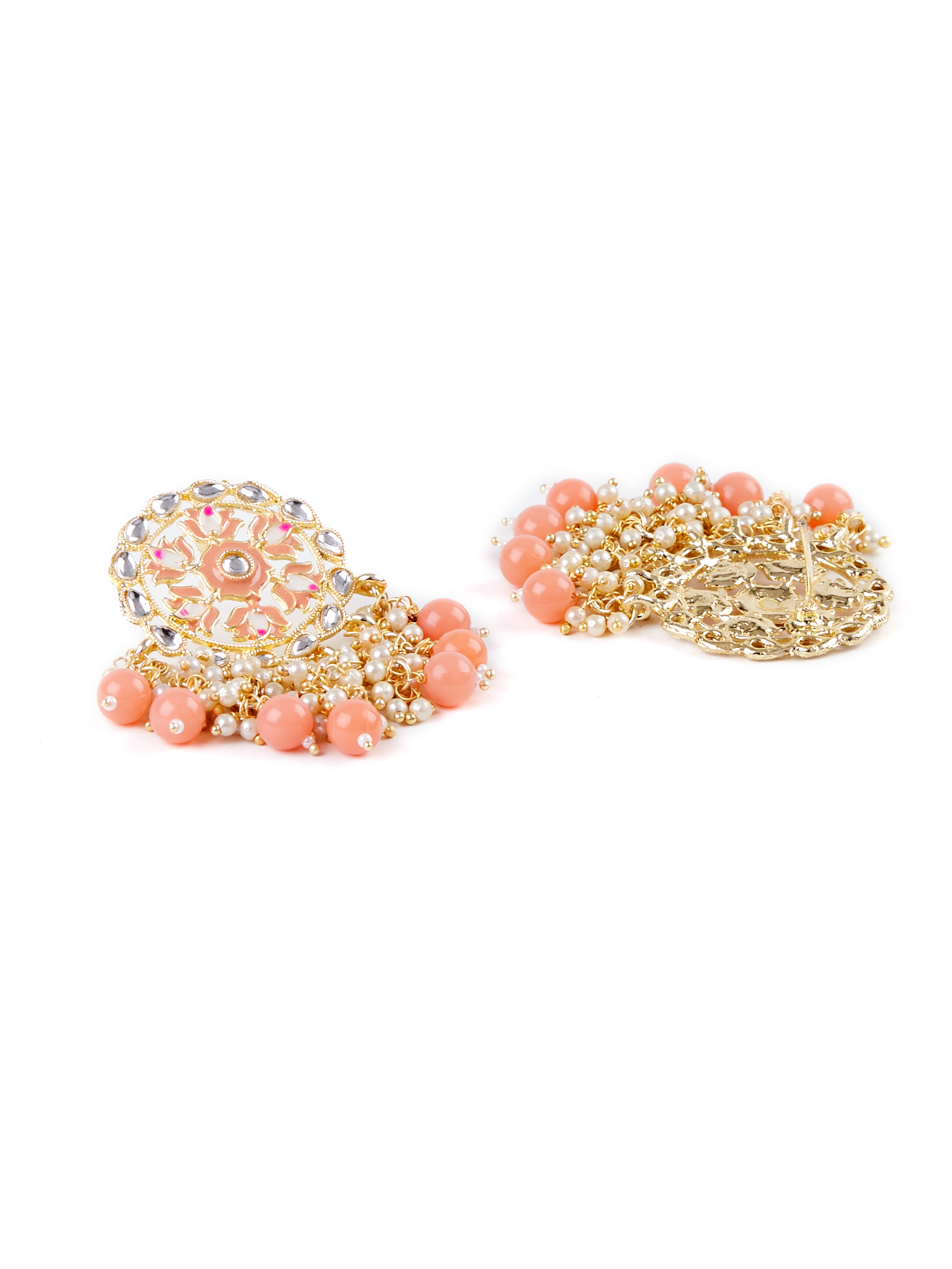 Peach Metal Brass Earrings image number 3