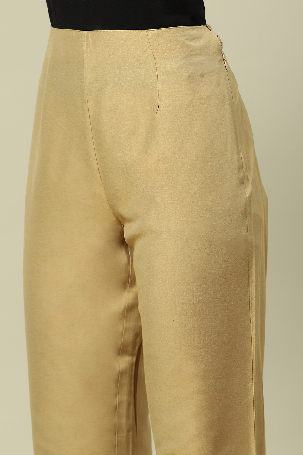 Gold Viscose Slim Yarndyed Slim Pants image number 1