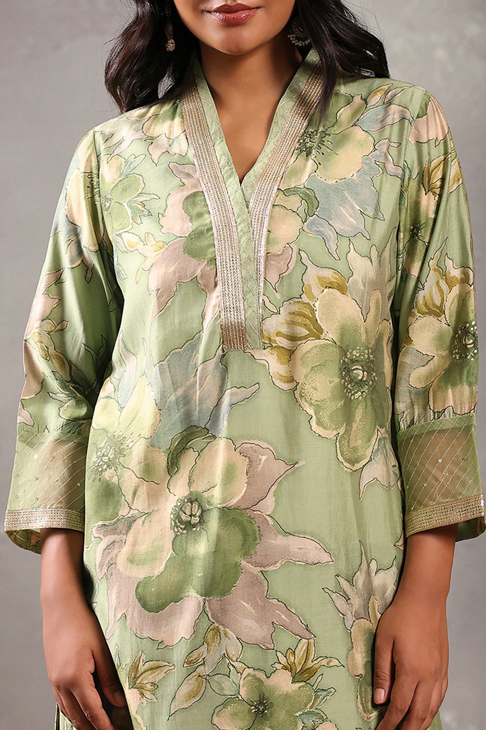 Mustard Viscose Blend Printed Straight Suit Set image number 1