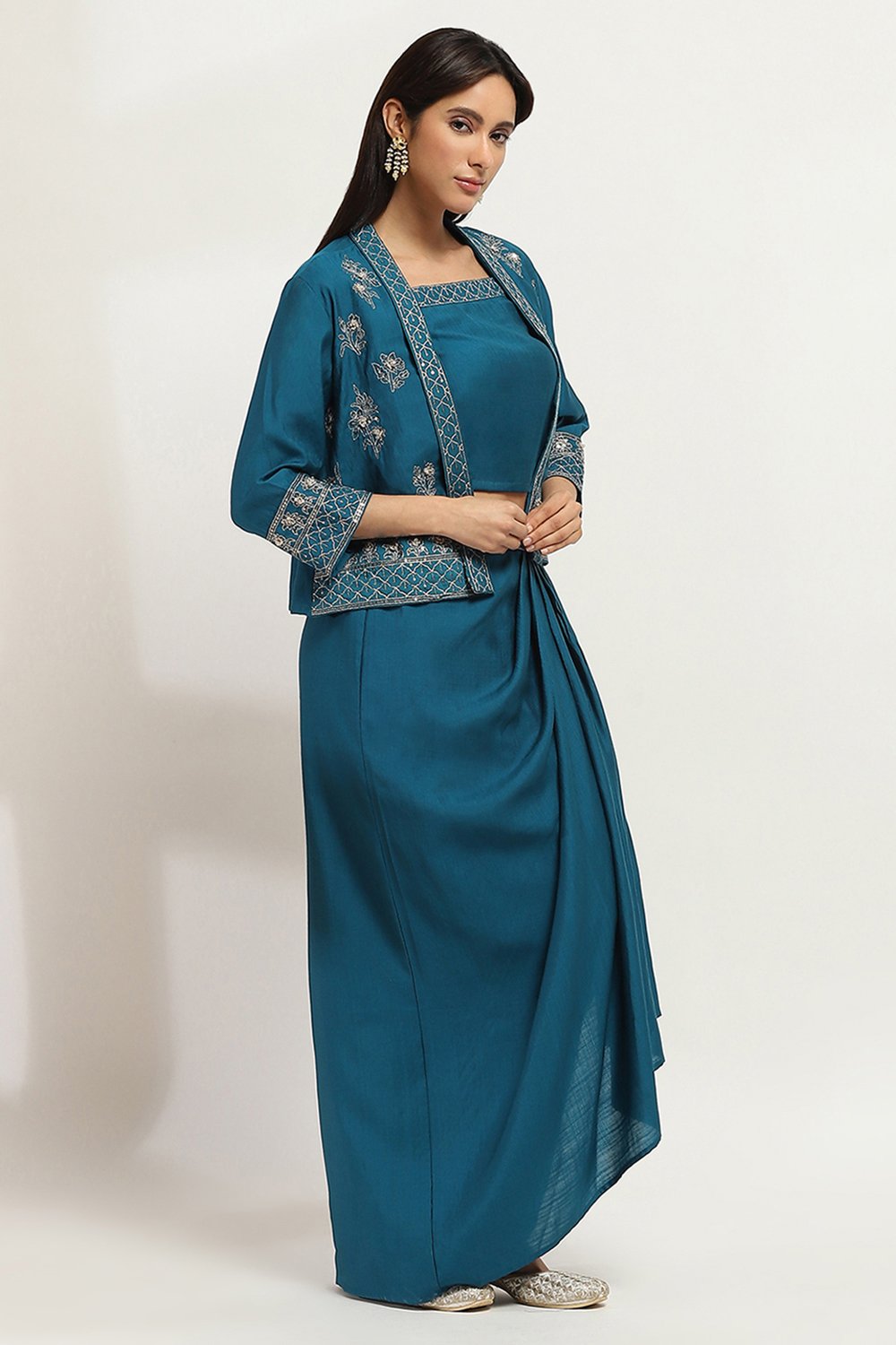 Black Viscose Blend Skirt Set image number 5