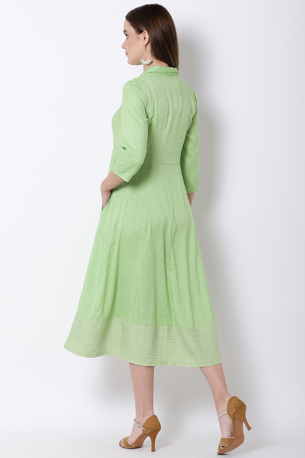 Green Cotton Kalidar Dress image number 4