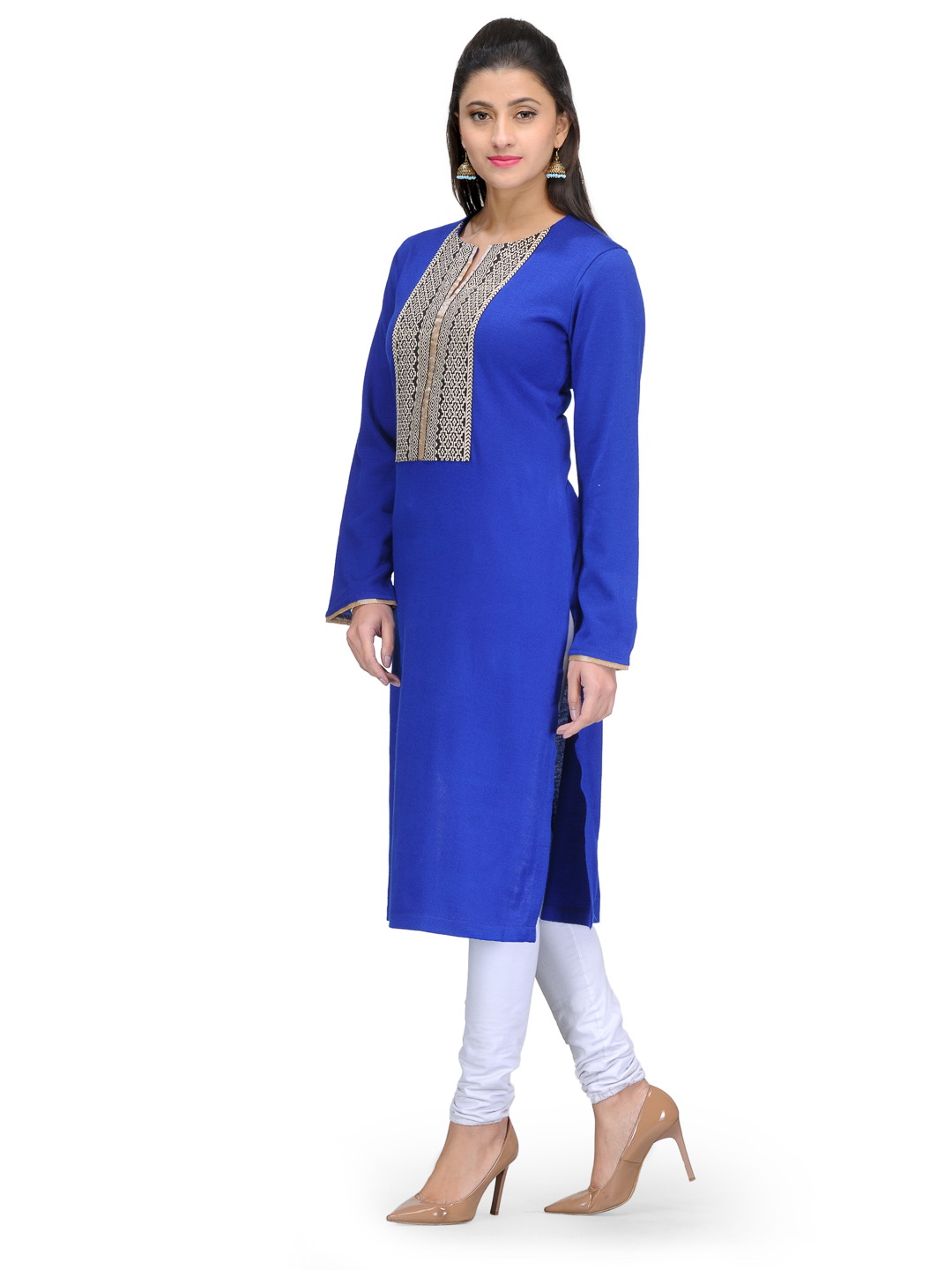 Blue Acrylic Straight Kurta image number 2
