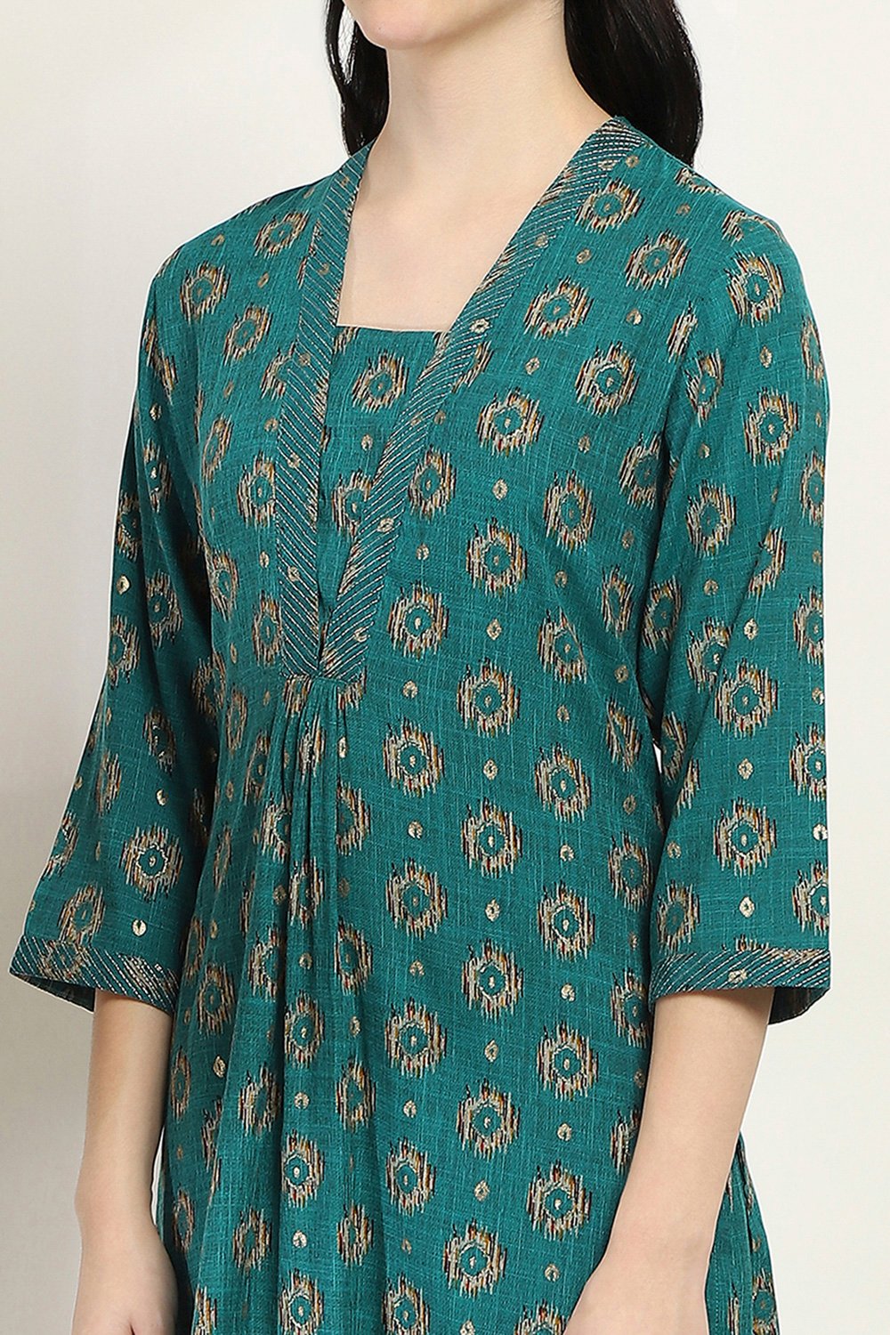 Teal Viscose Straight SET image number 1