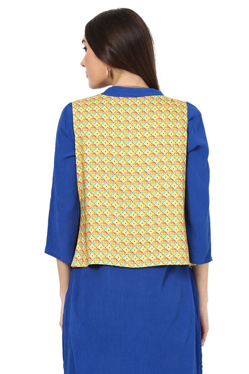 Yellow Straight Viscose Rayon Jacket image number 4