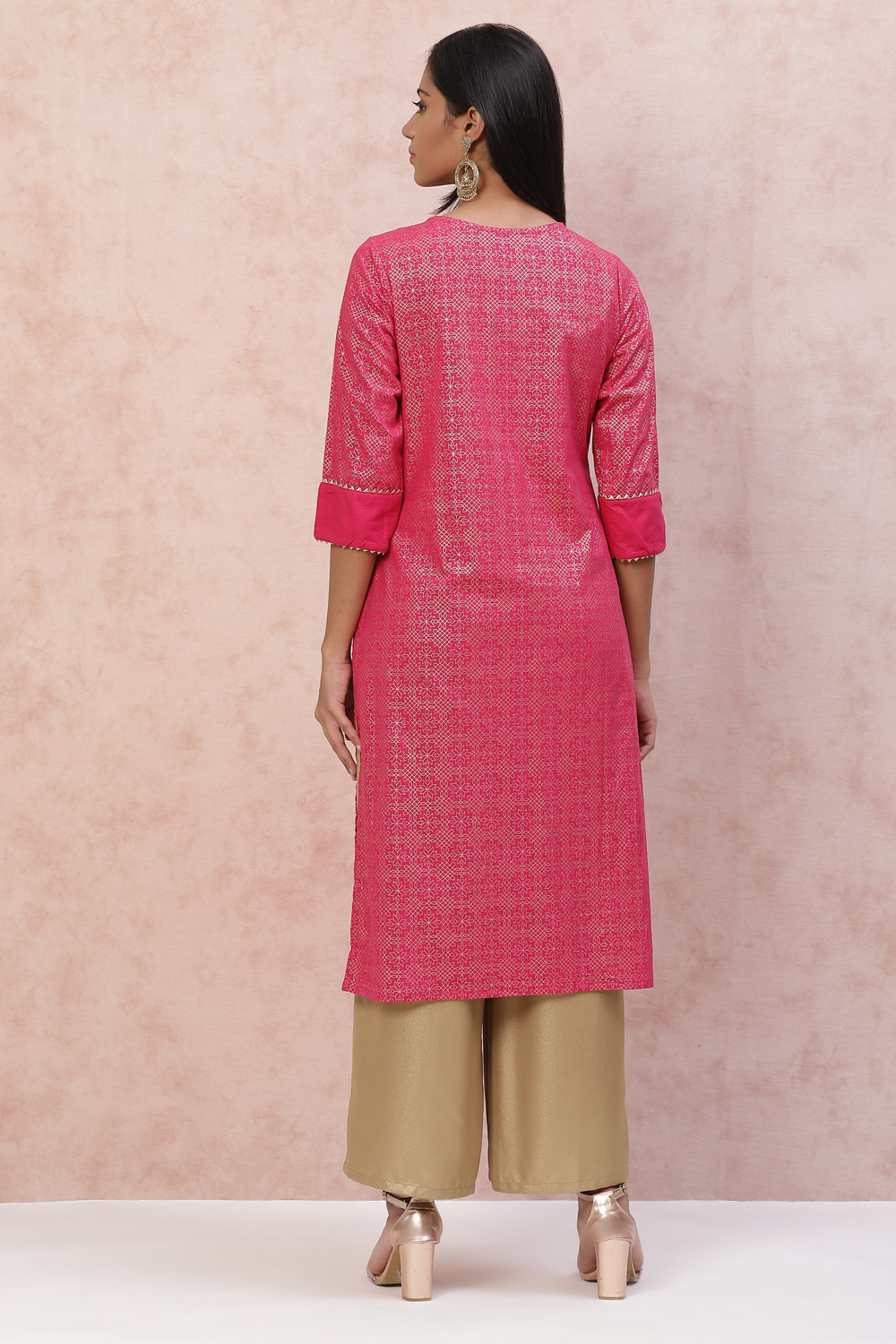 Indigo Art Silk Straight kurta image number 4