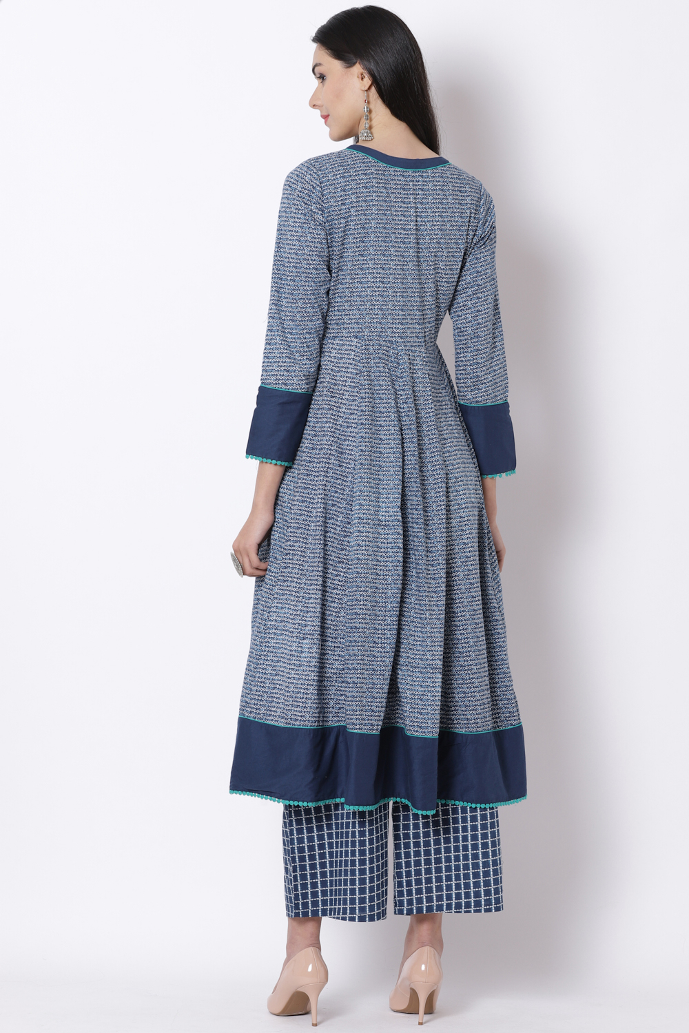 Indigo Cotton Kalidar Kurta image number 5