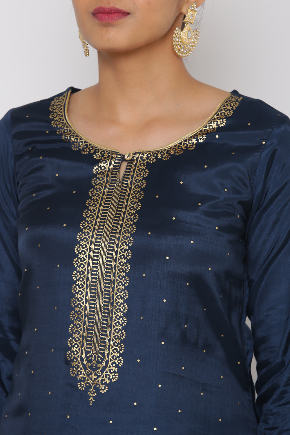 Petrol Blue Viscose Straight Suit Set image number 1